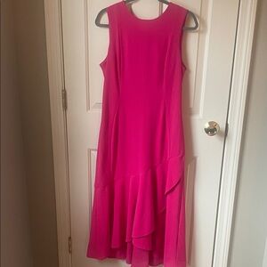 NWT Calvin Klein Fuchsia Sleeveless Midi Dress with Ruffle Hem